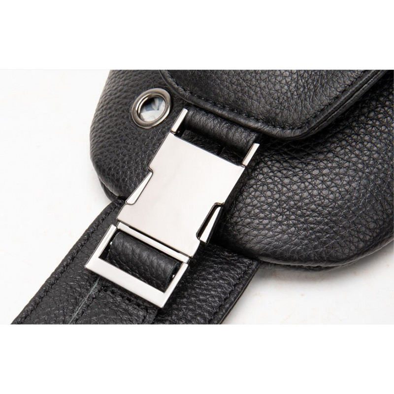 Сумка мужская слинг через плечо в зернистой коже Vintage Черная