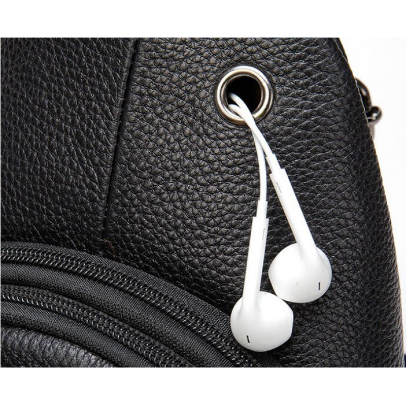 Сумка мужская слинг через плечо в зернистой коже Vintage Черная