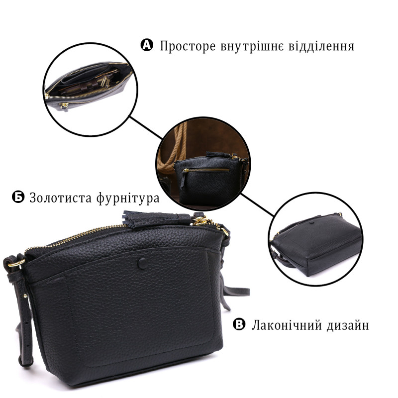 Женская кожаная сумка Vintage Черный