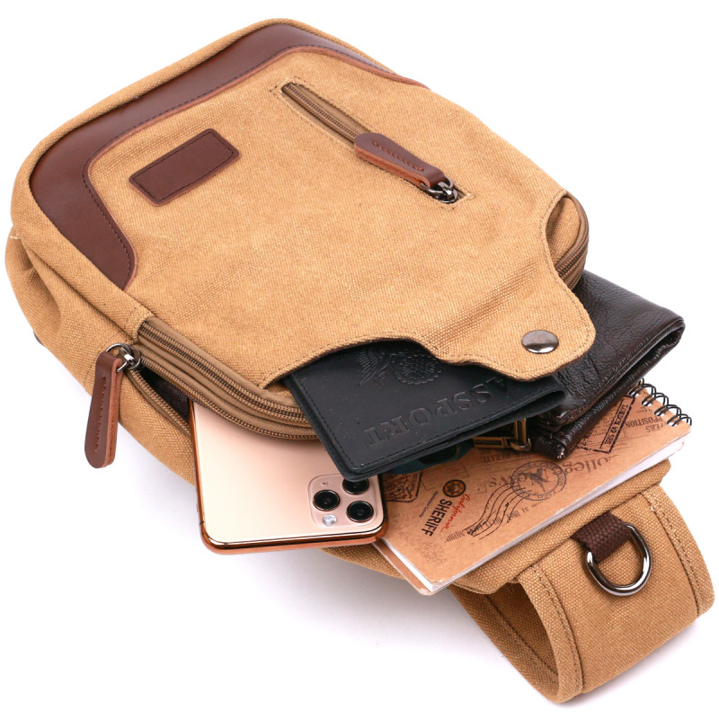 Функциональная мужская сумка через плечо Vintage Песочный