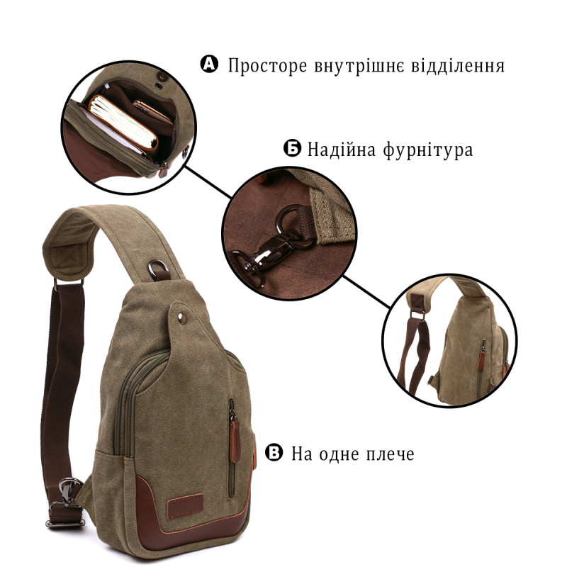 Функциональная мужская сумка через плечо Vintage Зеленый