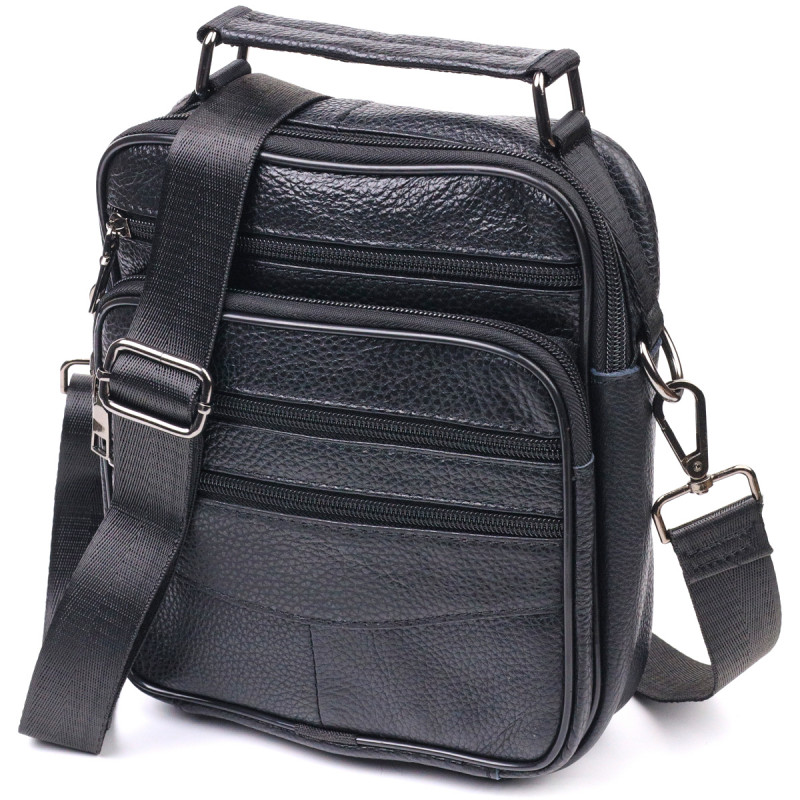 Сумка вертикальна шкіряна Vintage Чорна