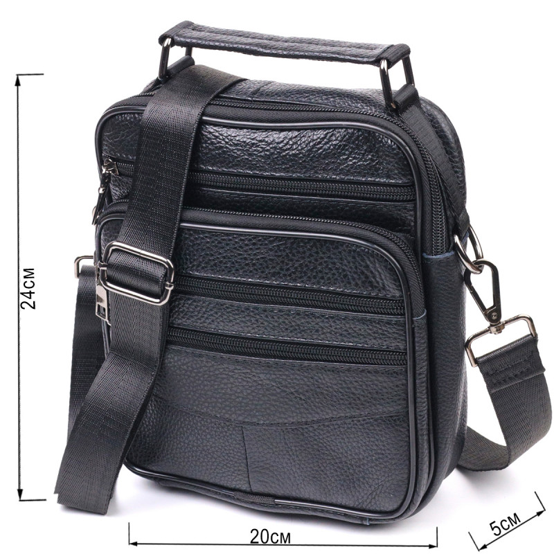 Сумка вертикальна шкіряна Vintage Чорна