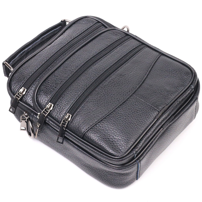 Сумка вертикальна шкіряна Vintage Чорна