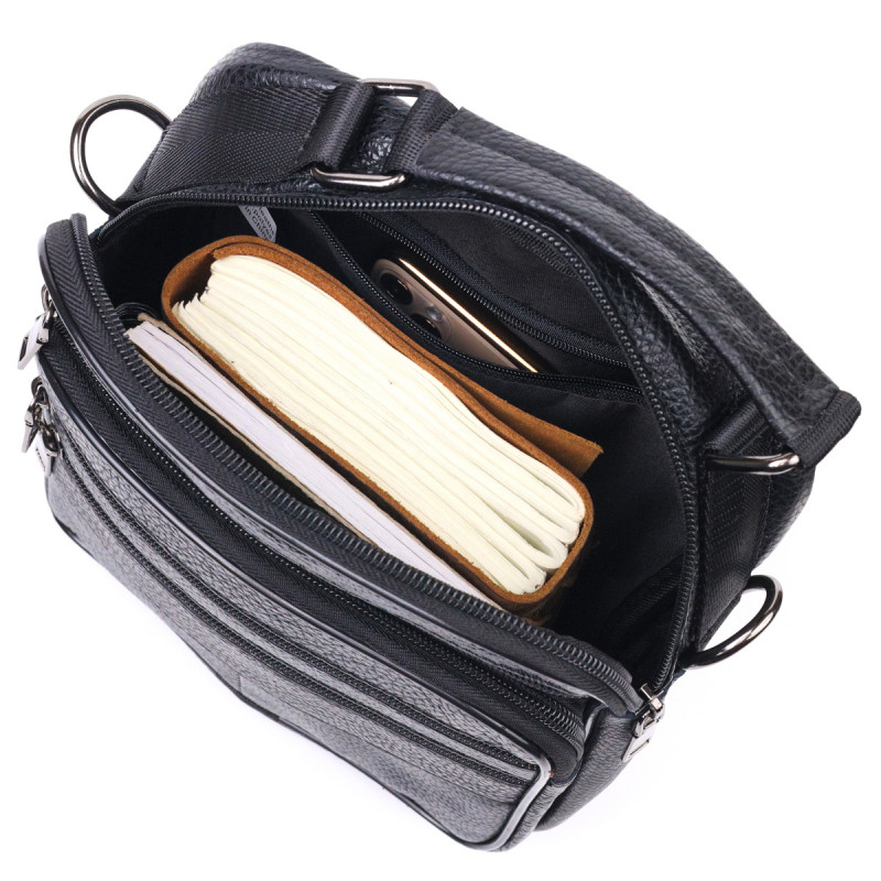 Сумка вертикальна шкіряна Vintage Чорна