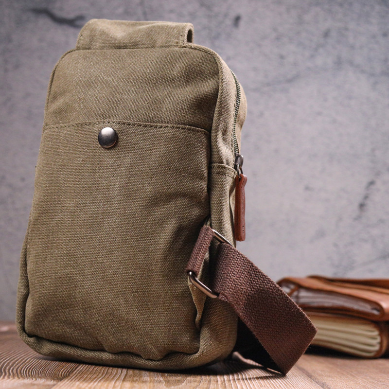 Сумка чоловіча через плече із щільного текстилю Vintage Оливкова