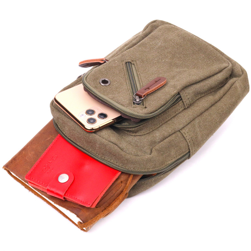 Сумка чоловіча через плече із щільного текстилю Vintage Оливкова