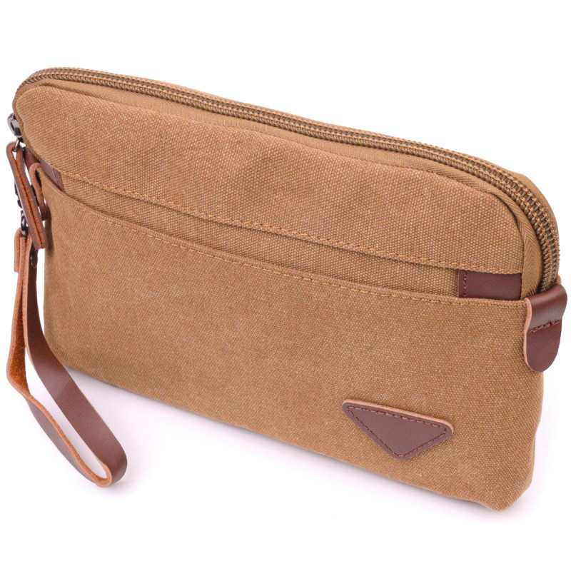 Практичная мужская барсетка из текстиля Vintage Коричневая