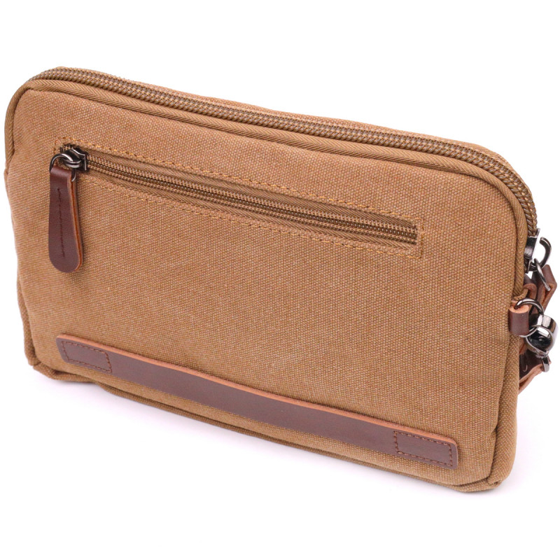 Практичная мужская барсетка из текстиля Vintage Коричневая