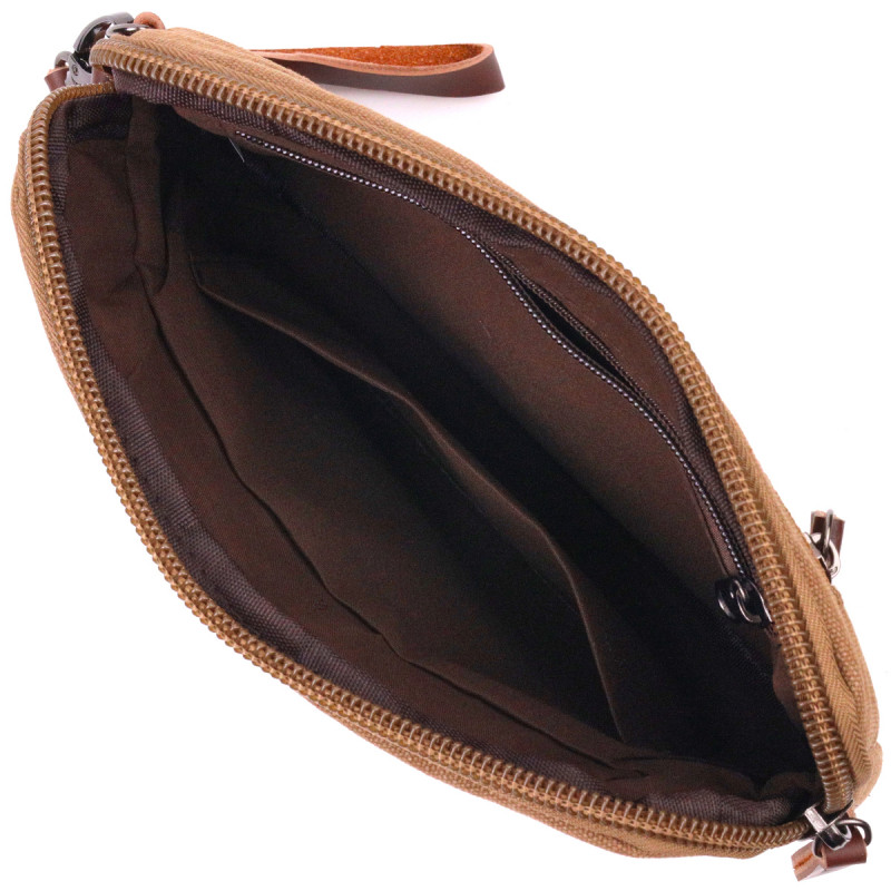 Практичная мужская барсетка из текстиля Vintage Коричневая