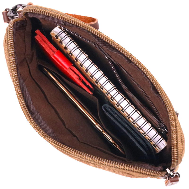 Практичная мужская барсетка из текстиля Vintage Коричневая