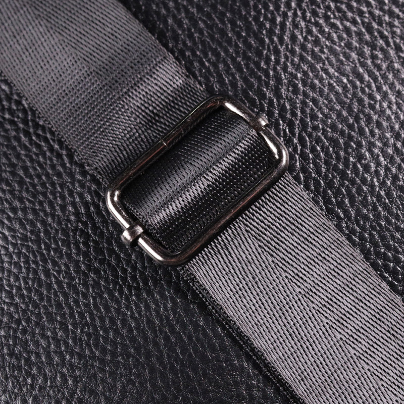 Стильна чоловіча сумка з натуральної зернистої шкіри Vintage Чорна