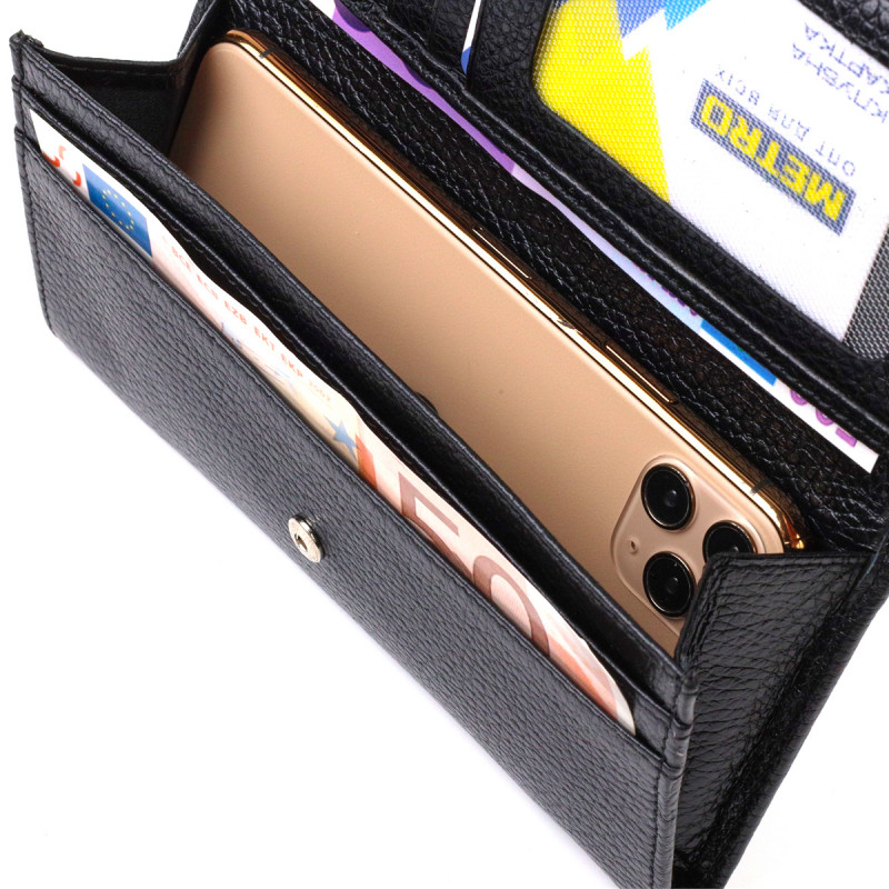 Функціональний гаманець для жінок з натуральної шкіри CANPELLINI Чорний