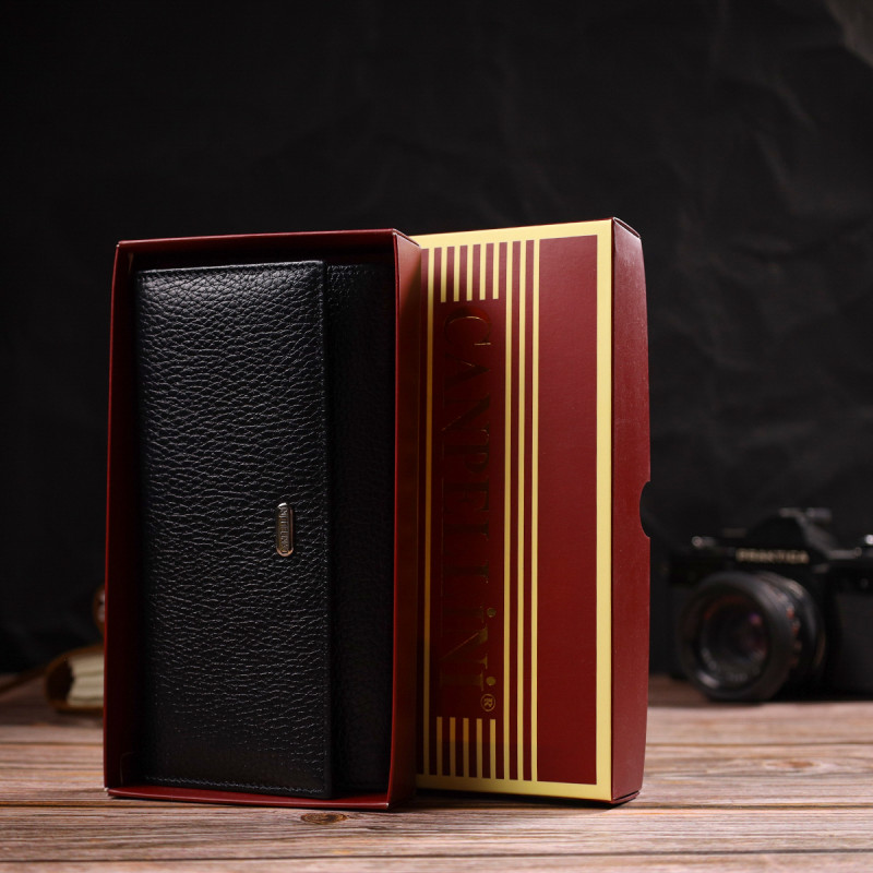 Функціональний гаманець для жінок з натуральної шкіри CANPELLINI Чорний