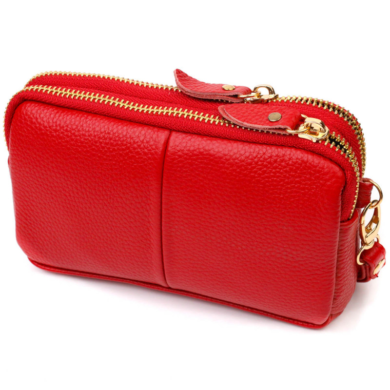 Стильный женский клатч на два отделения из натуральной кожи Vintage Красный