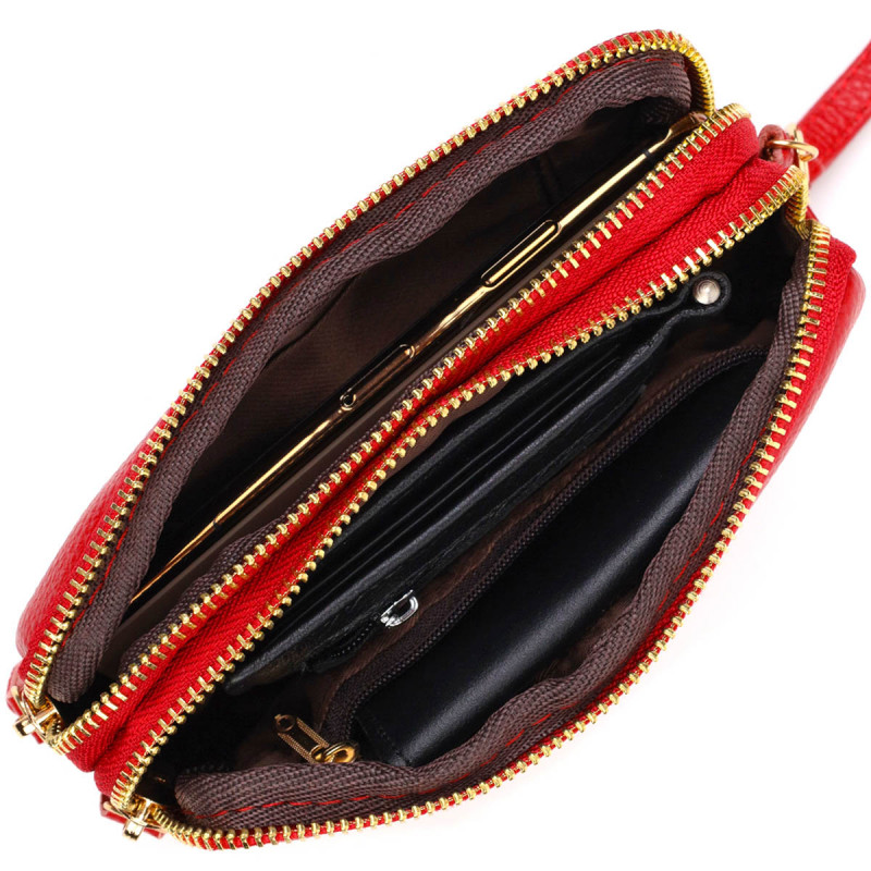 Стильный женский клатч на два отделения из натуральной кожи Vintage Красный