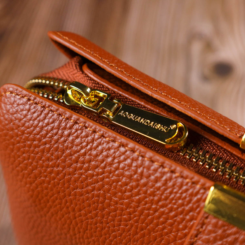 Стильная женская сумка на три отделения из натуральной кожи Vintage Рыжая