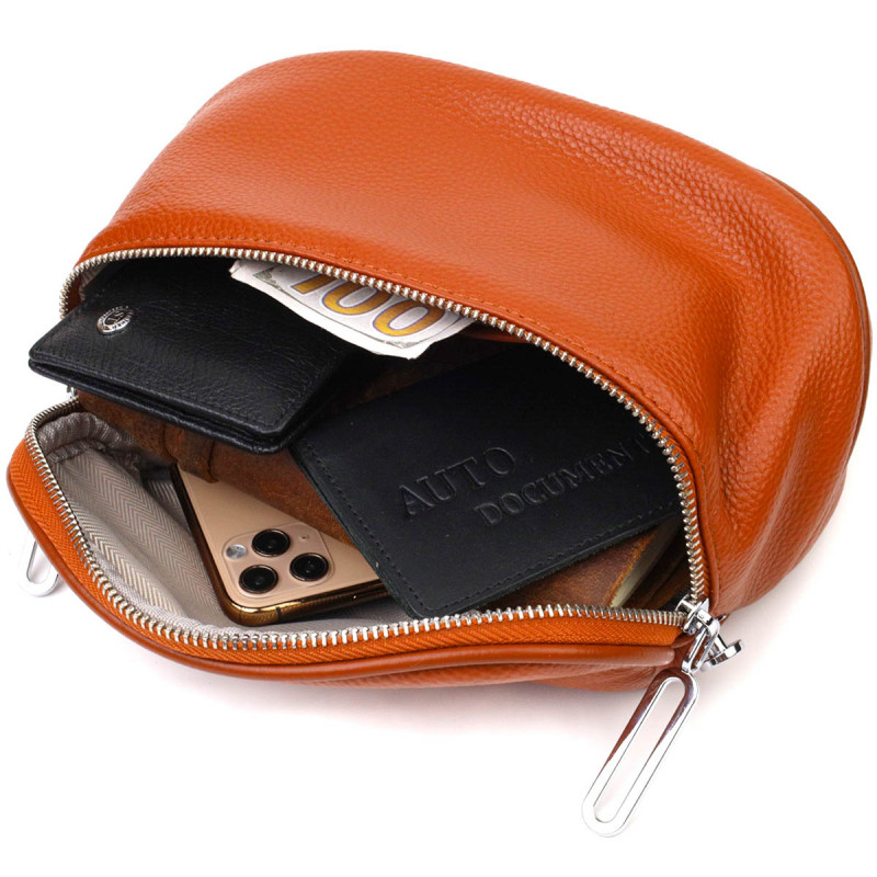 Стильная женская сумка через плечо из натуральной кожи Vintage Рыжая