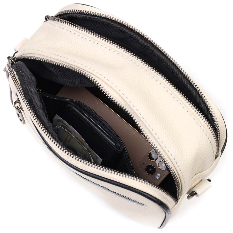 Сумка крос-боді прямокутна з натуральної шкіри Vintage Біла