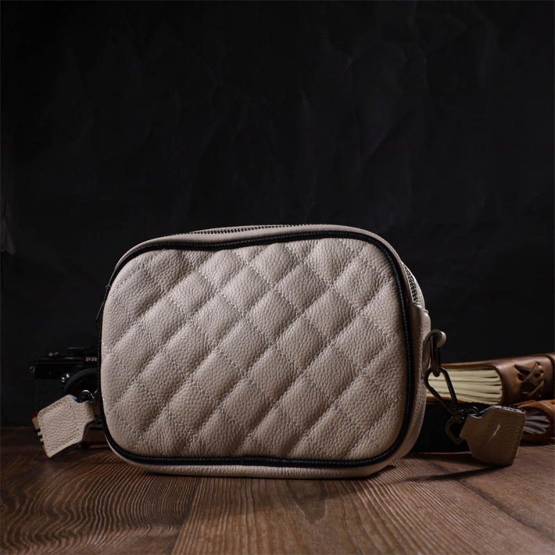 Сумка крос-боді прямокутна з натуральної шкіри Vintage Біла