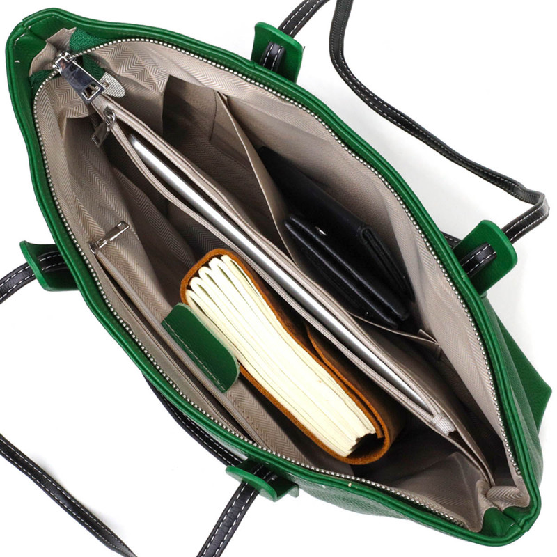 Сумка для женщин вместительная из натуральной кожи Vintage Зеленая