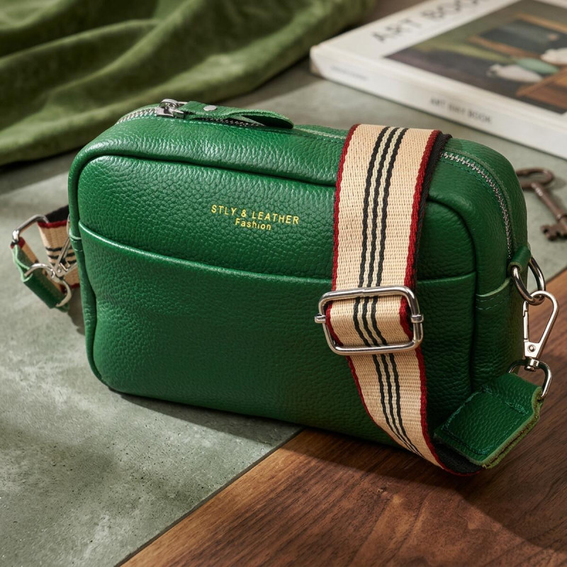 Женская кожаная сумка на плечо для города и повседневного использования Vintage Зеленая