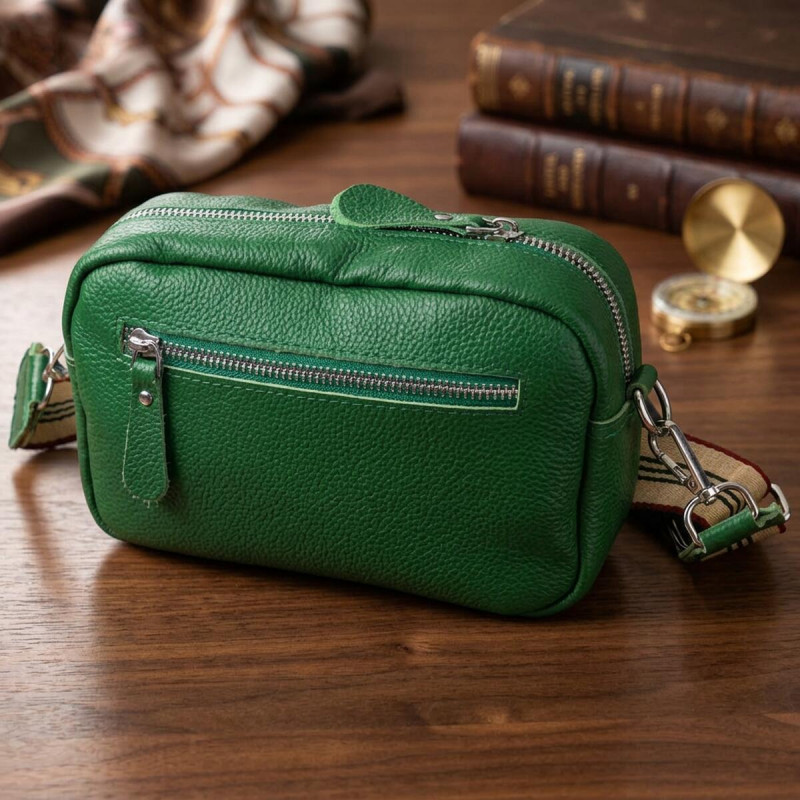 Женская кожаная сумка на плечо для города и повседневного использования Vintage Зеленая