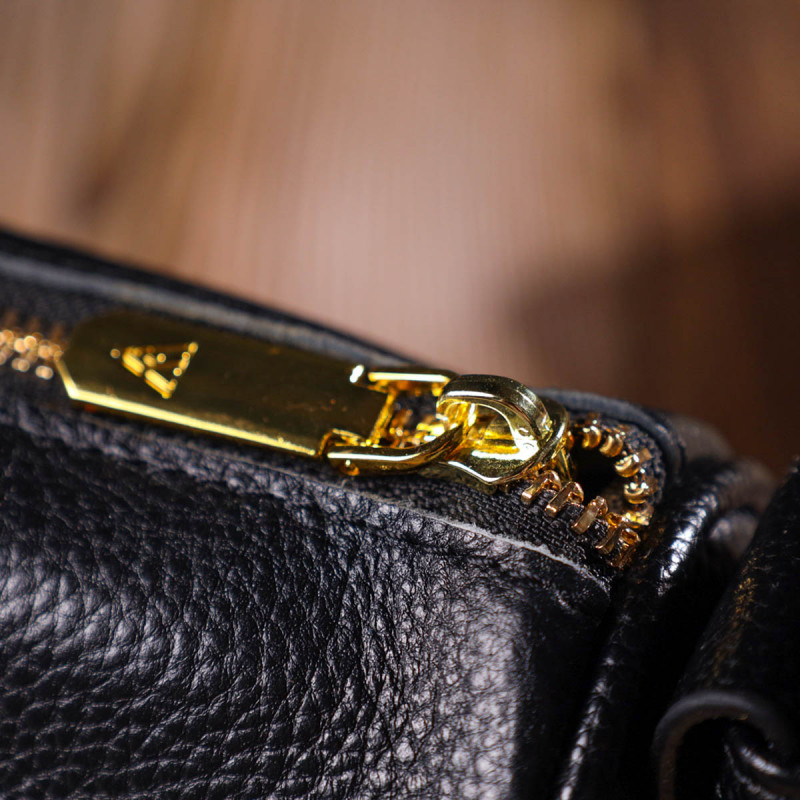 Современная сумка на плечо кросс-боди из натуральной кожи Vintage Черная