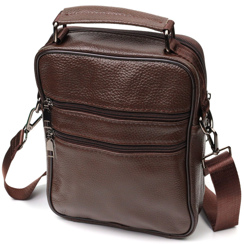 Стильний чоловічий месенджер з натуральної шкіри Vintage Коричневий