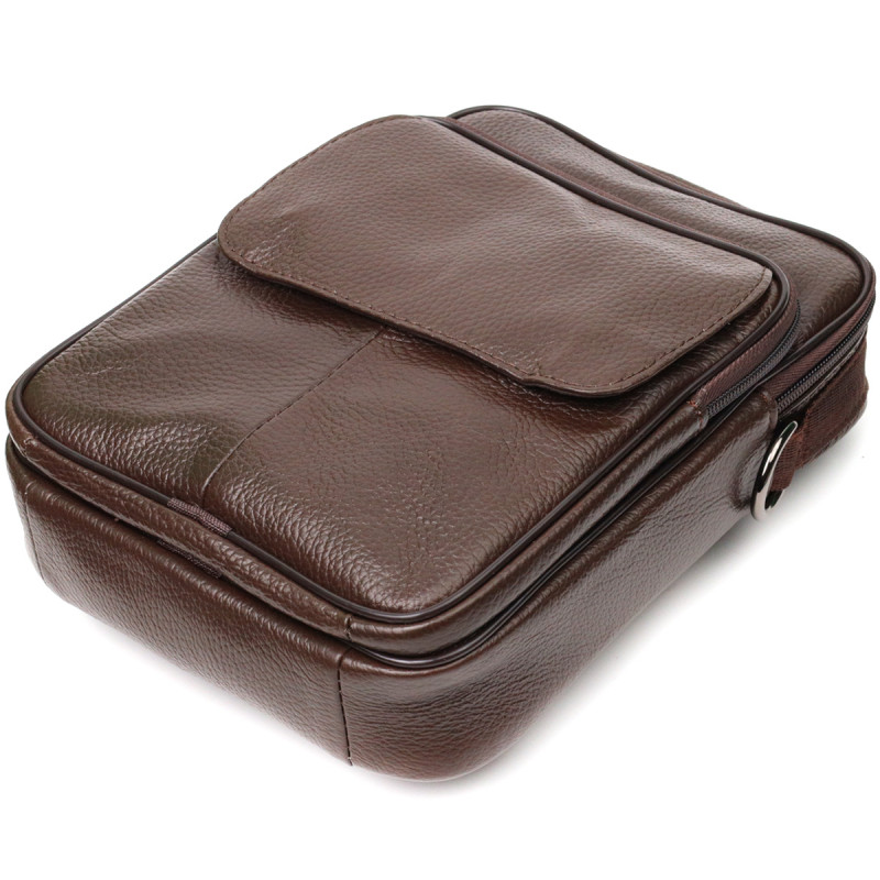 Стильний чоловічий месенджер з натуральної шкіри Vintage Коричневий
