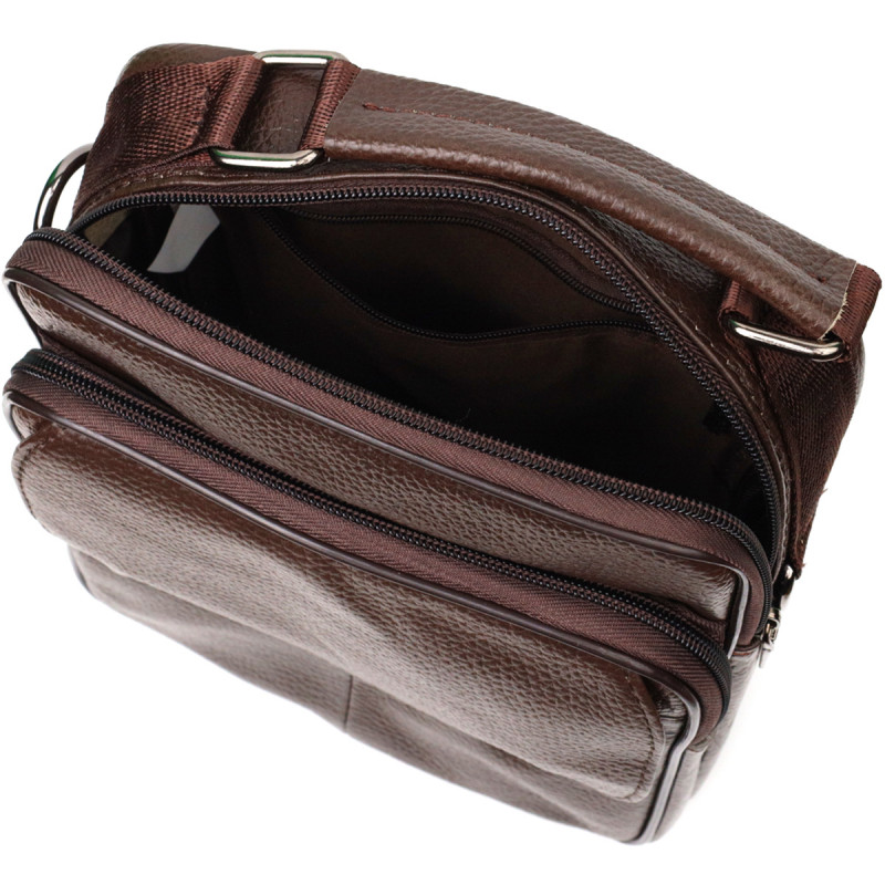 Стильний чоловічий месенджер з натуральної шкіри Vintage Коричневий