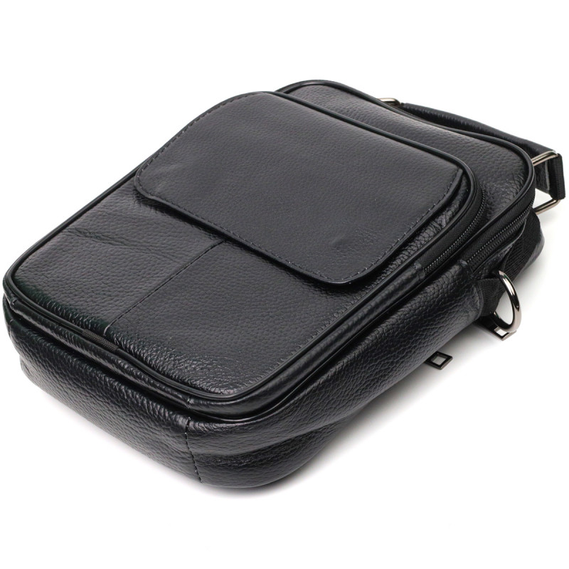 Практичний чоловічий месенджер із натуральної шкіри Vintage Чорний