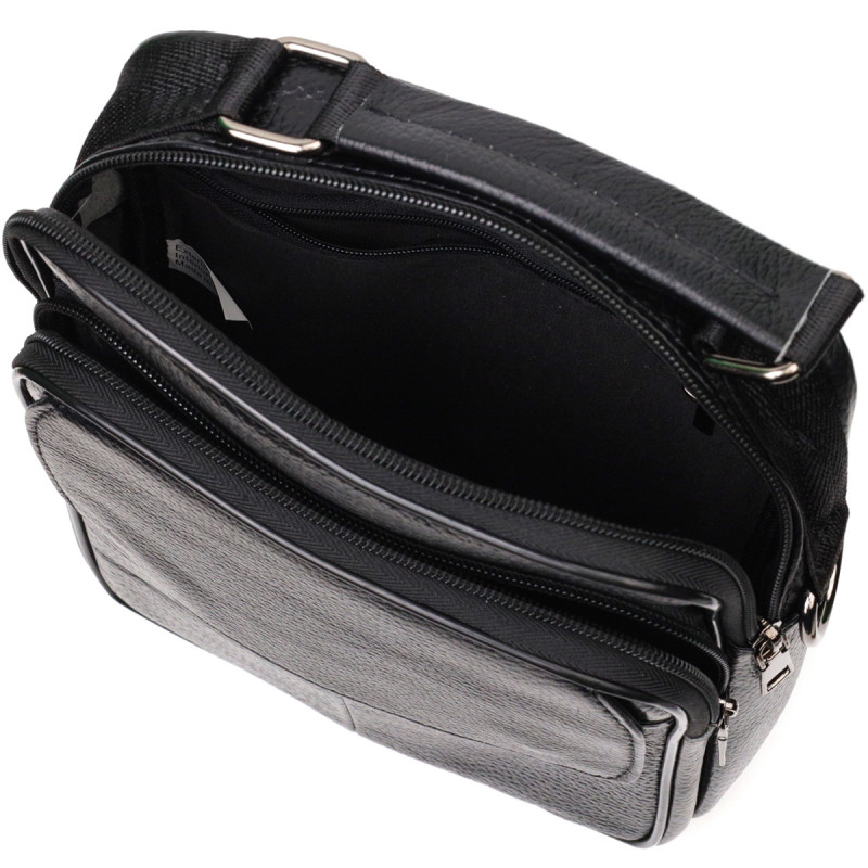 Практичний чоловічий месенджер із натуральної шкіри Vintage Чорний