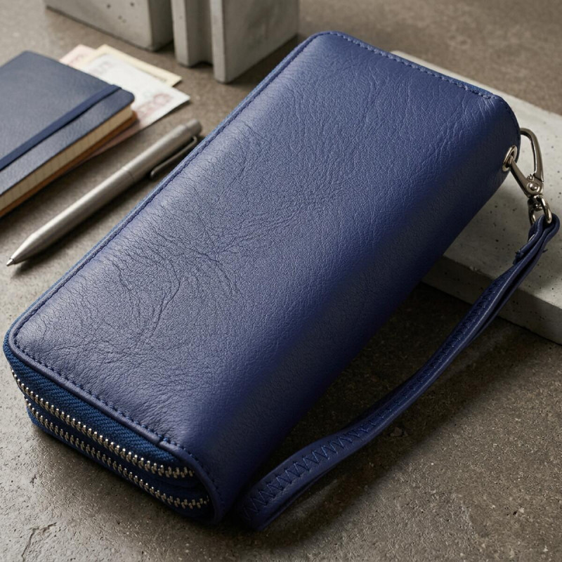 Жіночий гаманець клатч з натуральної шкіри для карток та купюр ST Leather Синій