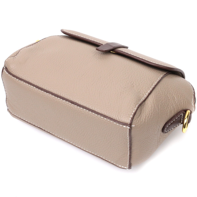 Стильная женская компактная сумка из натуральной кожи Vintage Бежевая