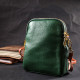 Небольшая сумка трапеция для женщин из натуральной кожи Vintage Зеленая
