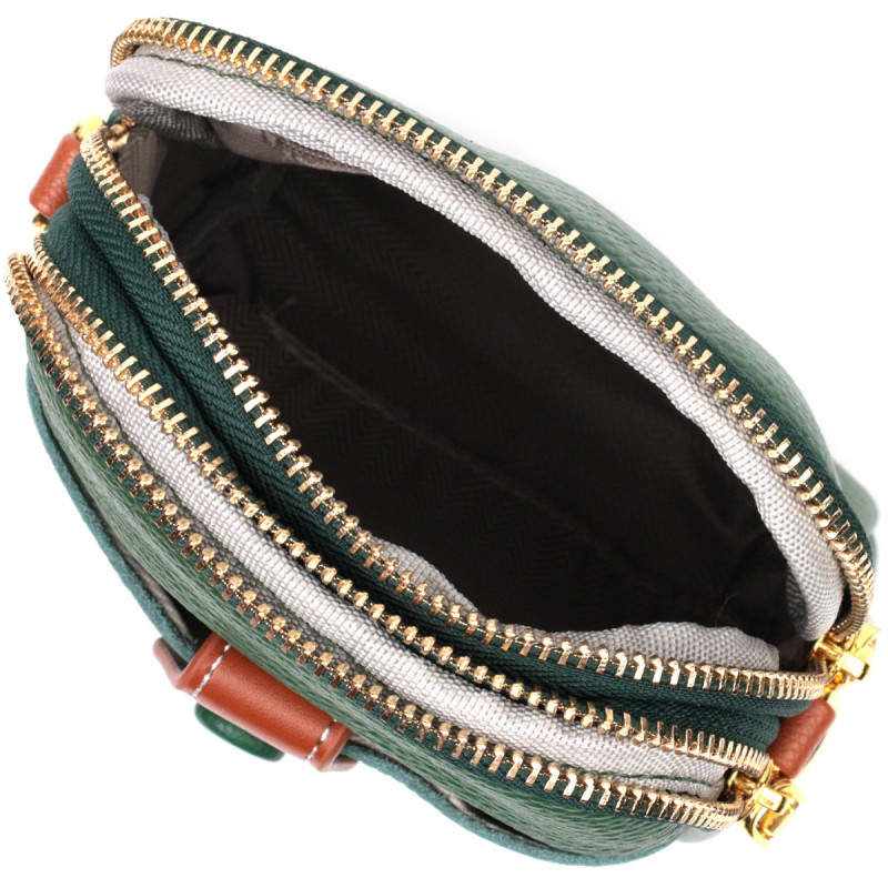 Небольшая сумка трапеция для женщин из натуральной кожи Vintage Зеленая