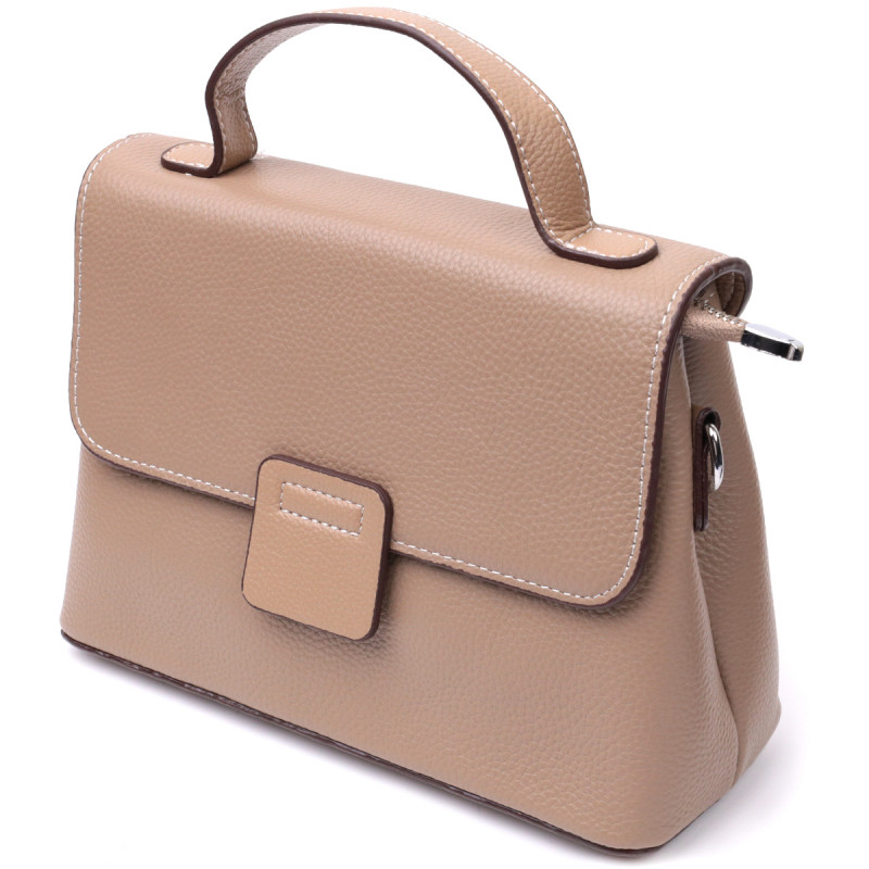 Жіноча сумка сетчел з натуральної шкіри Vintage Бежева