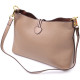 Сумка женская с оригинальной застежкой пуговкой из натуральной кожи Vintage Бежевая