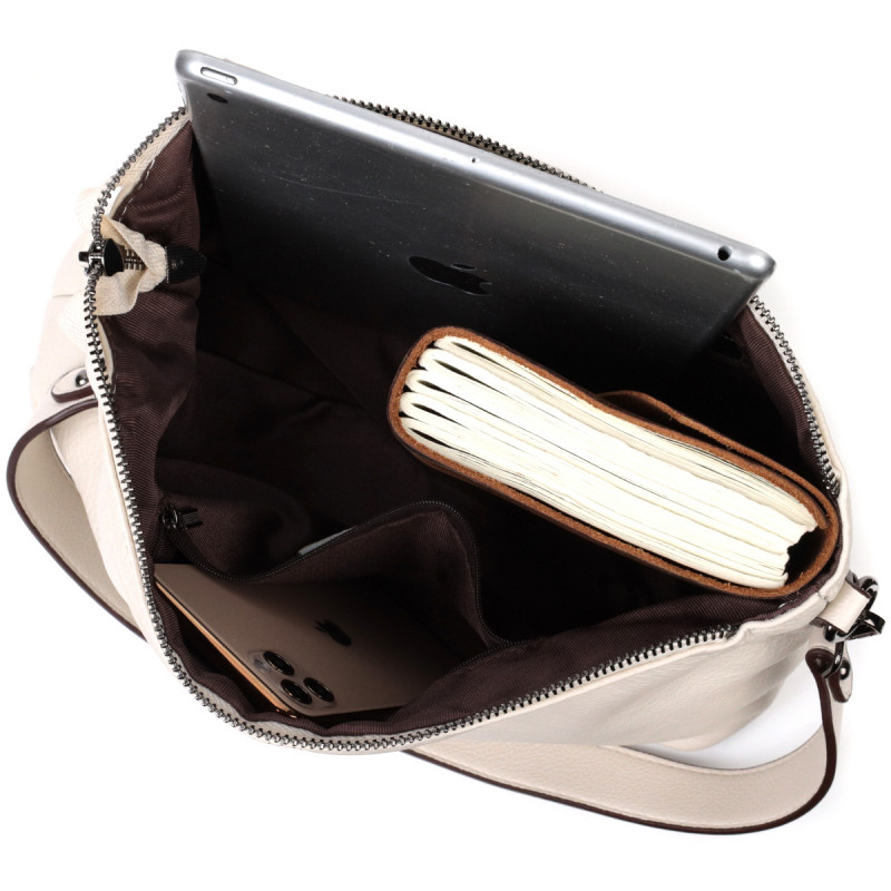 Прямоугольная женская сумка с двумя съемными ремнями из натуральной кожи Vintage Белая