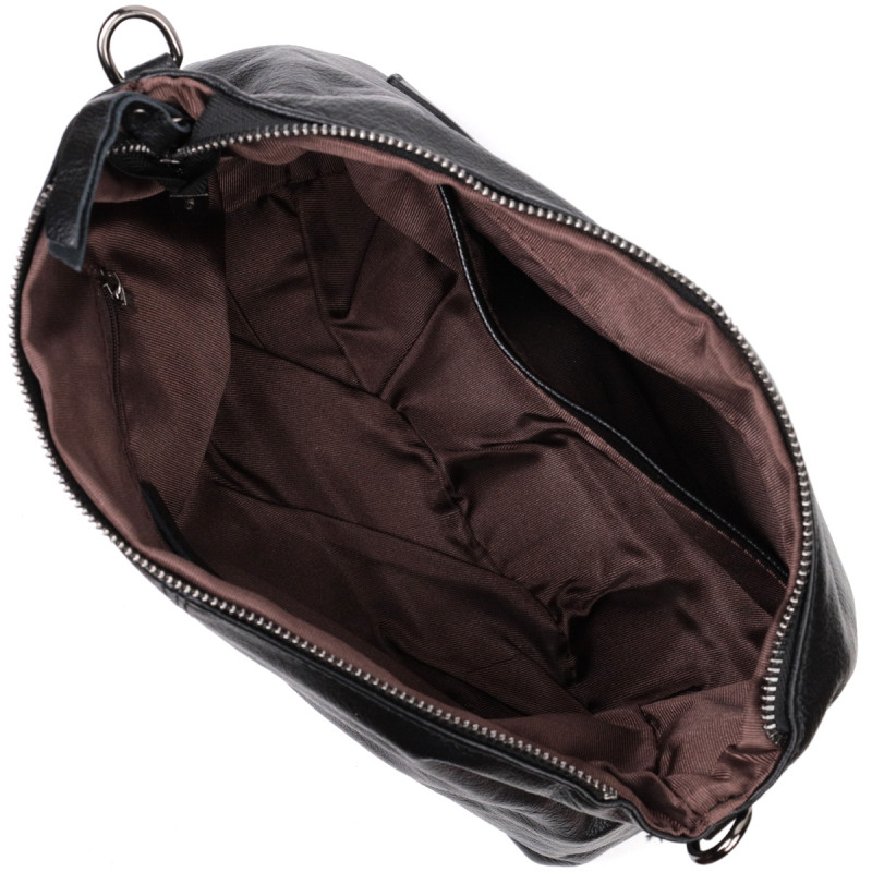 Повсякденна шкіряна сумка з двома знімними ременями Vintage Чорна