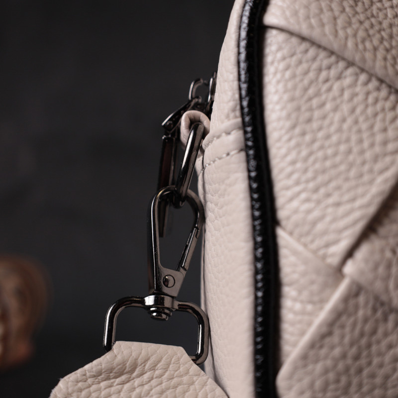 Стильная женская сумка с переплетами из натуральной кожи Vintage Белая