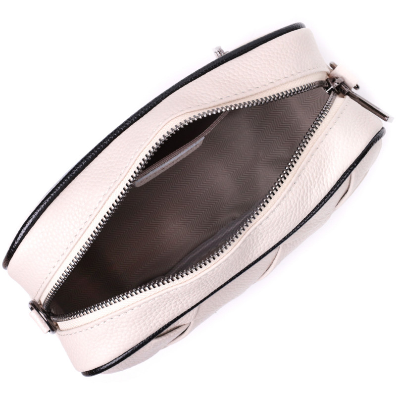 Стильная женская сумка с переплетами из натуральной кожи Vintage Белая