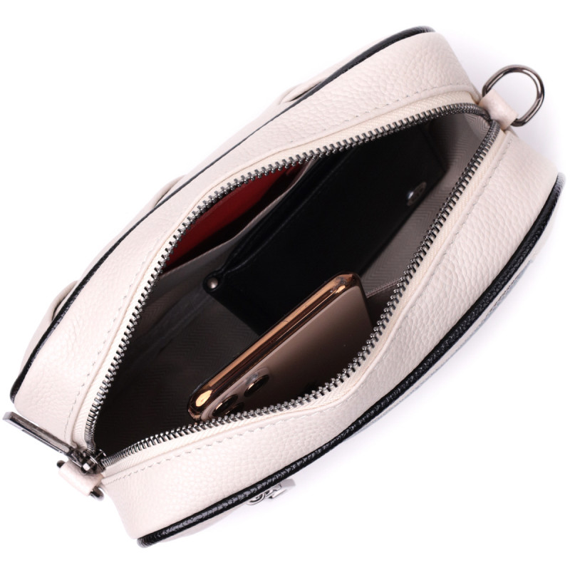 Стильная женская сумка с переплетами из натуральной кожи Vintage Белая