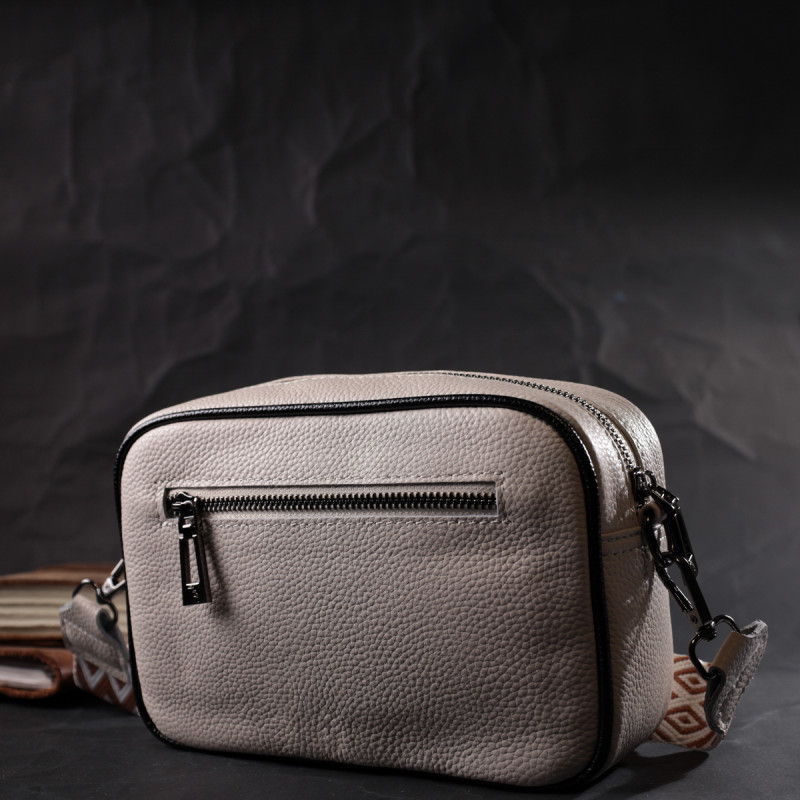 Стильная женская сумка с переплетами из натуральной кожи Vintage Белая