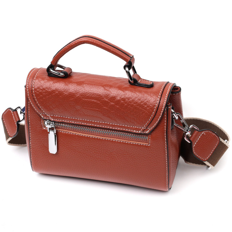 Сумка из натуральной кожи с интересной защелкой Vintage Коричневая