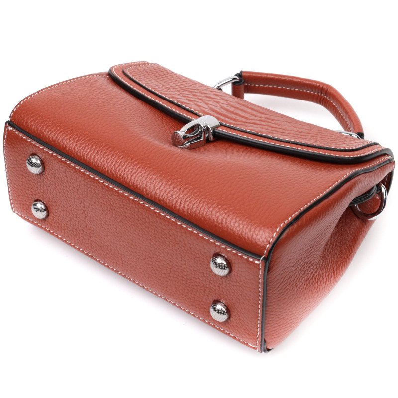 Сумка из натуральной кожи с интересной защелкой Vintage Коричневая
