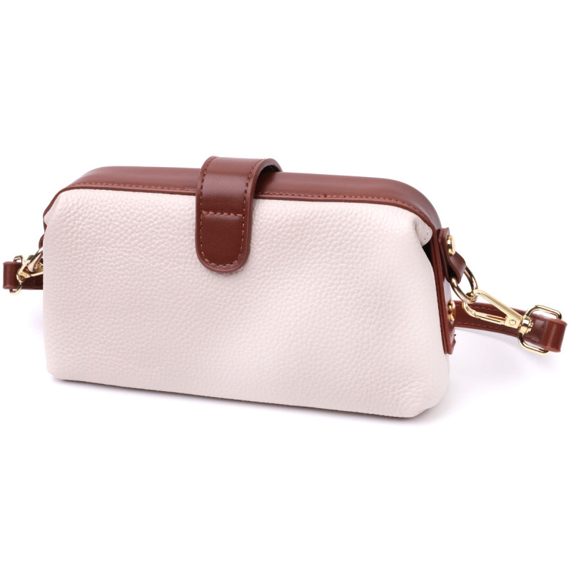 Чудовий клатч з цікавою клямкою з натуральної шкіри Vintage Білий