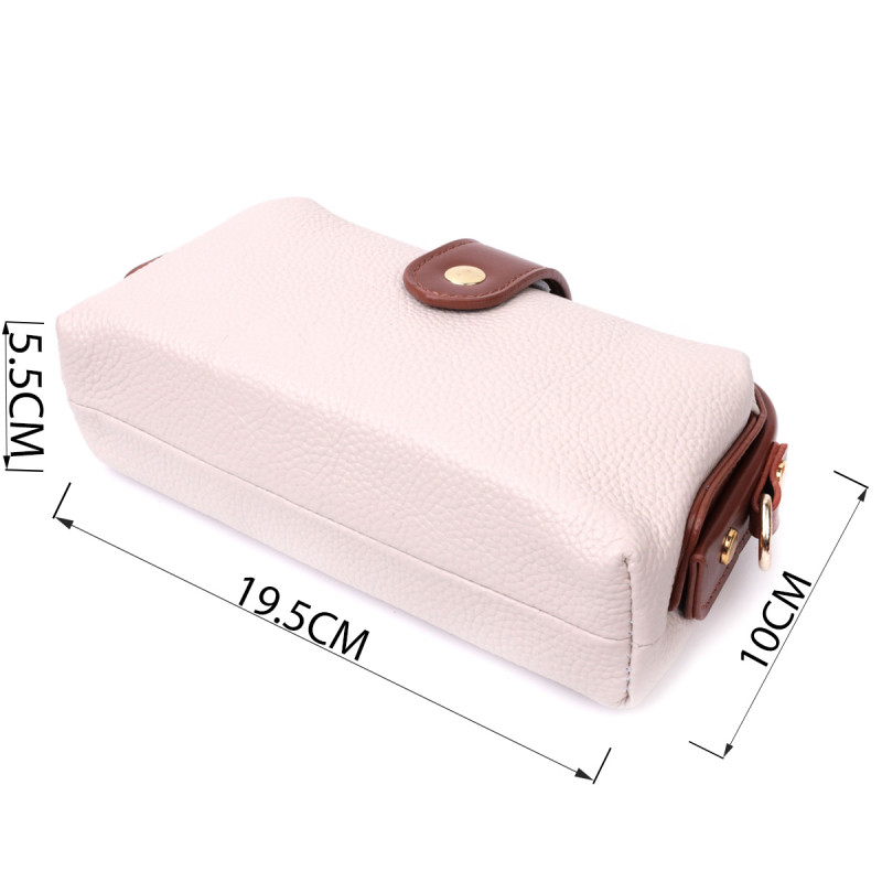 Превосходный клатч с интересной защелкой из натуральной кожи Vintage Белый