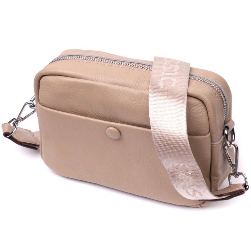 Сумка для женщин из натуральной мягкой кожи Vintage Бежевая